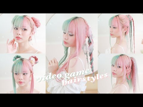 cute & easy hairstyles inspired by video game characters ❣️ final fantasy, street fighter, nier, etc