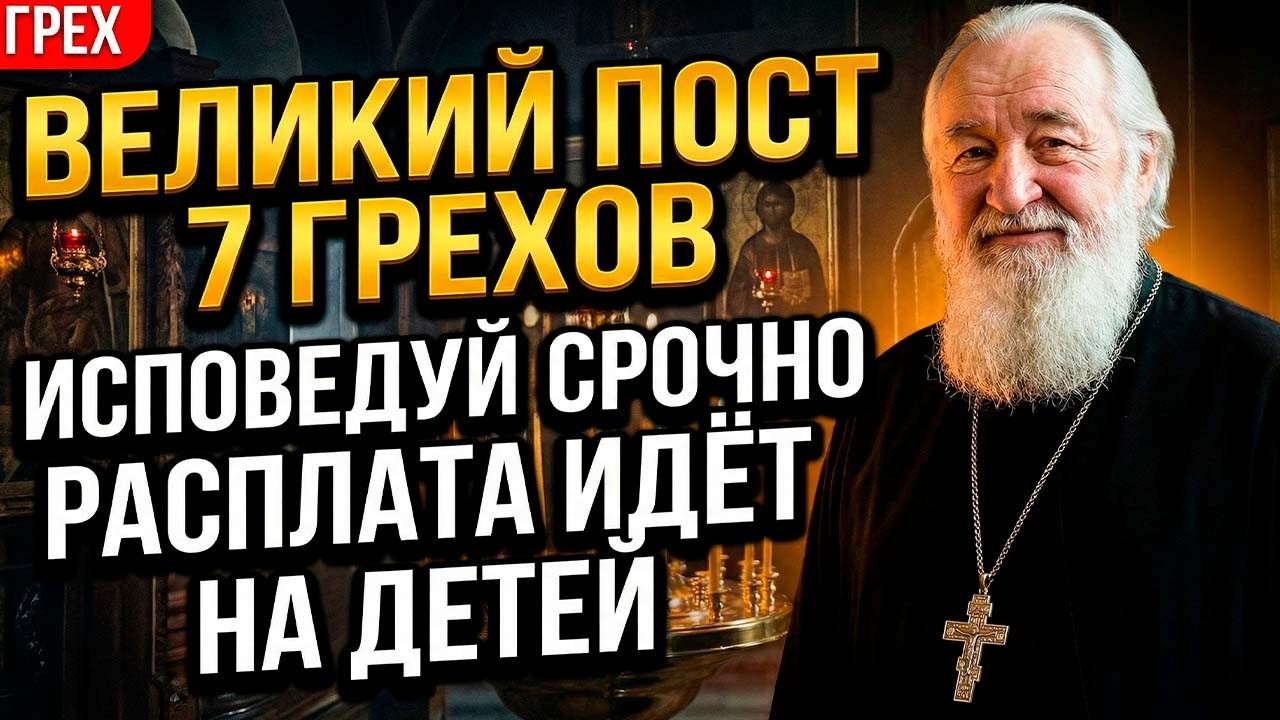 КАКИЕ ГРЕХИ ОБЯЗАТЕЛЬНО ИСПОВЕДАТЬ ДО КОНЦА ВЕЛИКОГО ПОСТА? Священник назвал 7 —расплата идёт на род