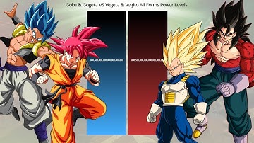 Goku & Gogeta VS Vegeta & Vegito All Forms POWER LEVELS 🔥