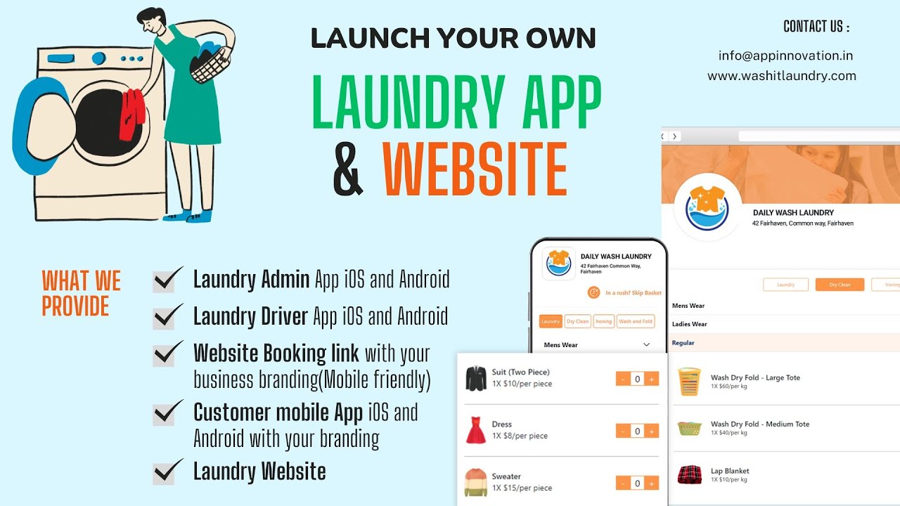 Complete Laundry Pickup and Drop Off App Solution at Affordable Price (Customer Web Booking demo)