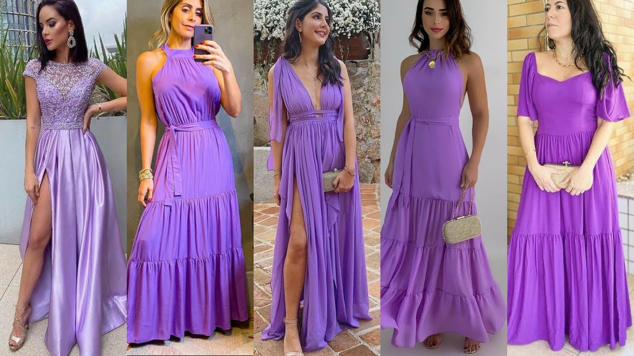 VESTIDOS de MADRINA || DAMA de honor 2022👗lila,lavanda violeta,morado * vestidos largos de fiesta - YouTube