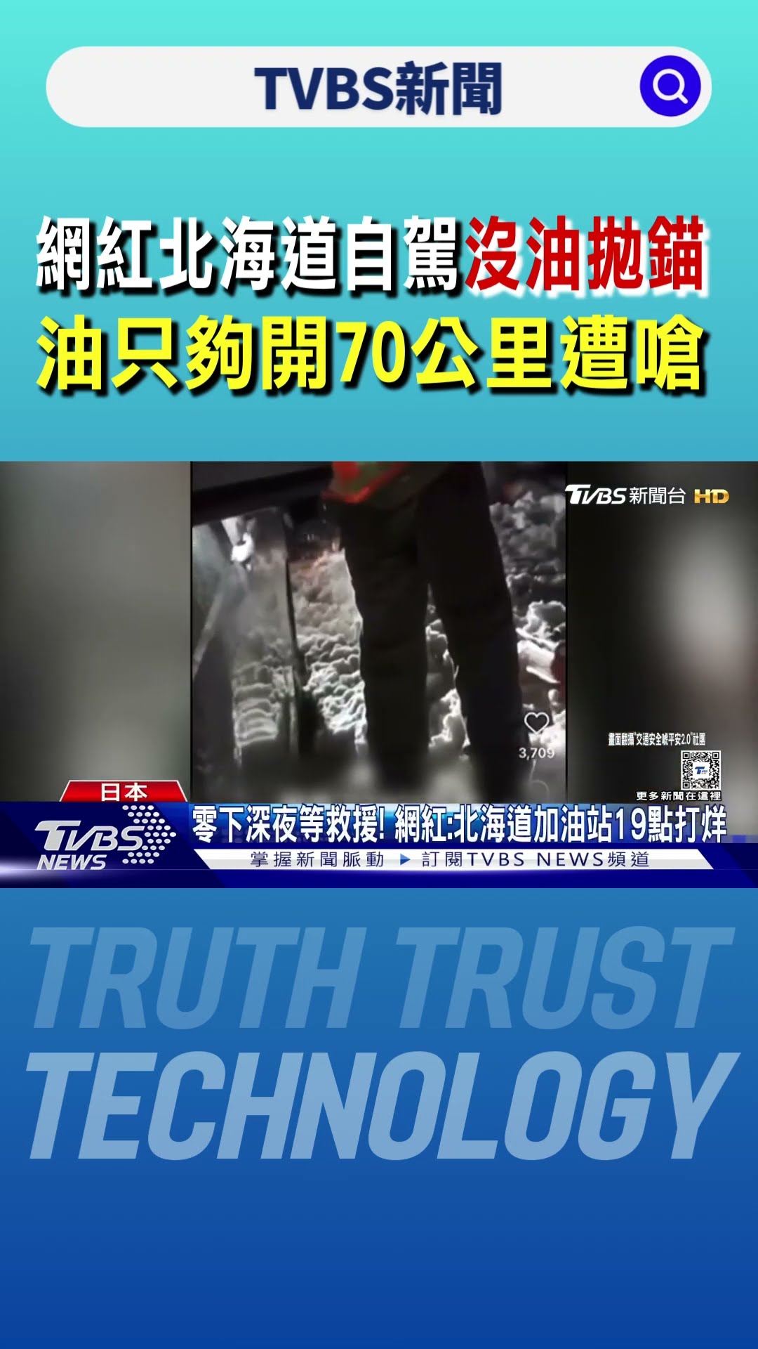 網紅北海道自駕「沒油拋錨」 油只夠開70公里遭嗆｜TVBS新聞 @TVBSNEWS01