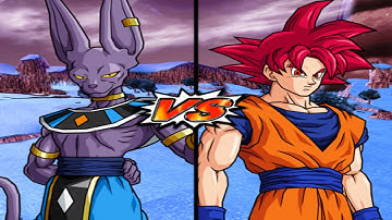 DBZ Budokai Tenkaichi 4 Mods - Beerus vs SSG Goku (CPU vs CPU)