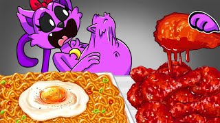 ASMR Mukbang | Catnap Pregnant Eating Spicy Fried Noodles, Fire Chicken | Poppy Playtime 3 Animation