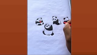 How to draw Adorable Panda Family Drawing 🐼😍 | Cute Art #drawing @Thewanderingstranger-27 