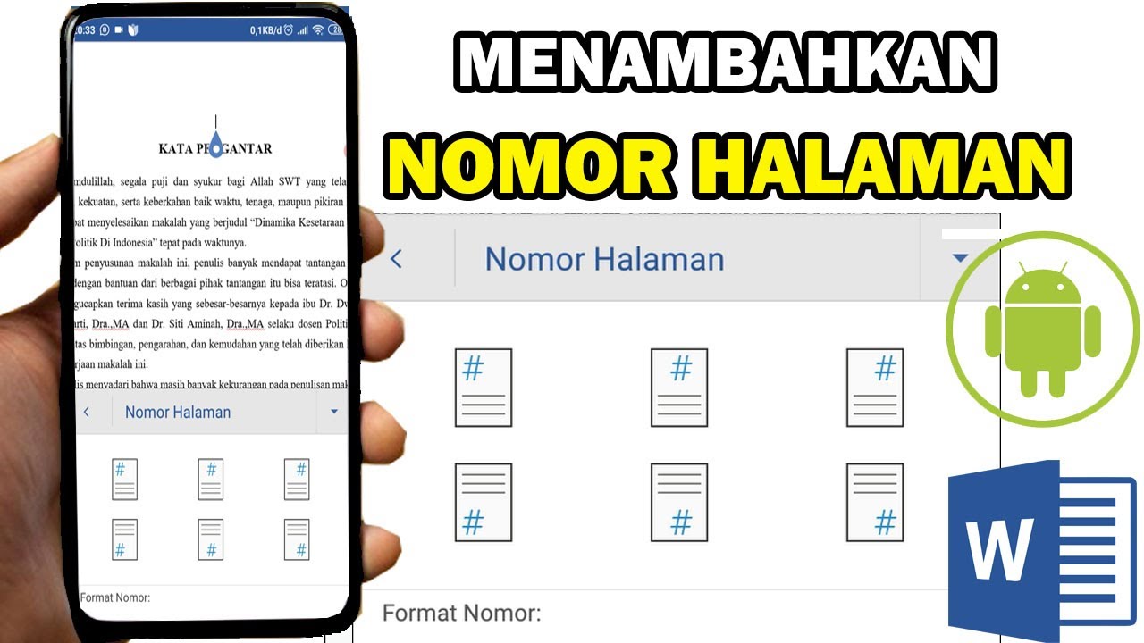 Cara menambahkan nomor halaman di word hp android page number youtube