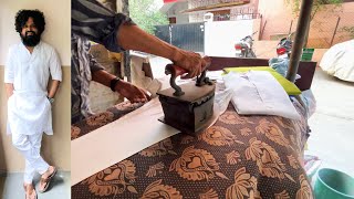 Ironing Kurta Pajama | How to Iron long white Kurta Pajama | Road Side Laundry India | Pressing Iron