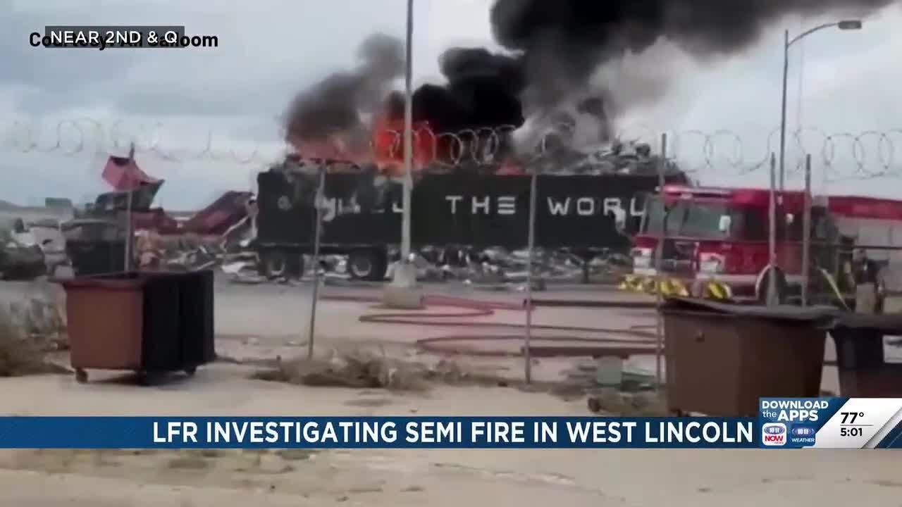 Semi hauling recycled metals catches fire in west Lincoln