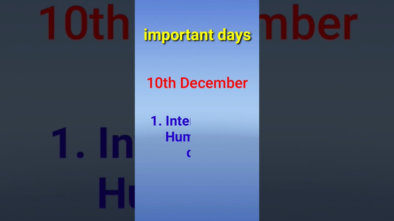 important days | 10th dec