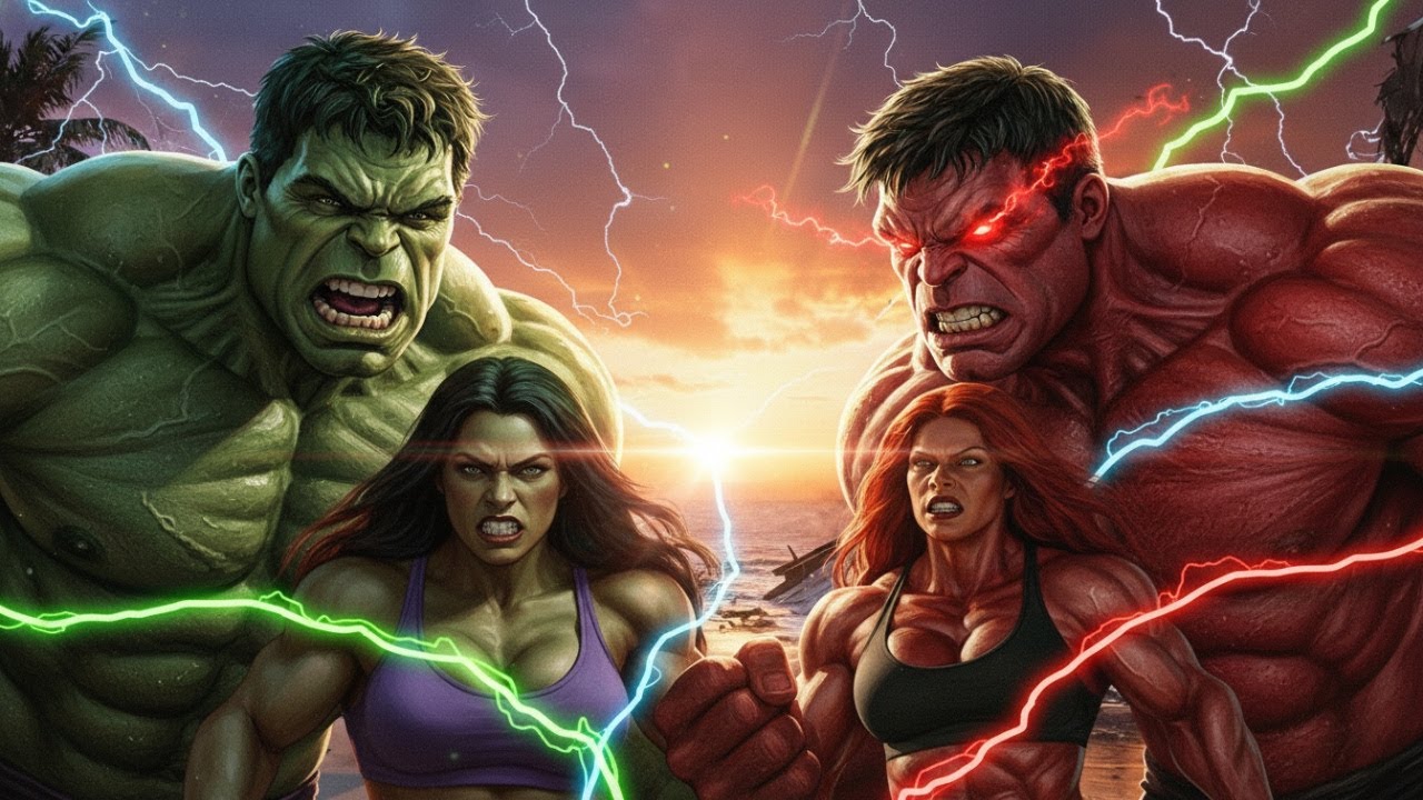 HULK Revenge on RED HULK SHE HULK Humiliation on the Beach!