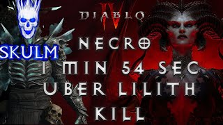 Famous NECRO 1m54s UBER LILITH KILL SOLO | Diablo 4 Necromancer ECHO OF LILITH KILL Wealth
