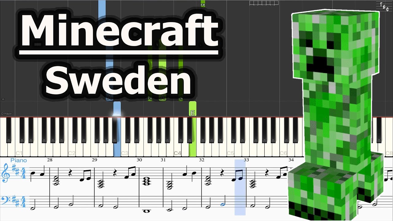Minecraft - Sweden | Piano Tutorial | Synthesia | Sheet Music Chords