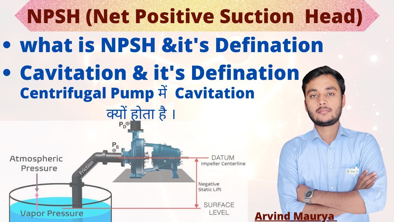 NPSH of Centrifugal pump in Hindi Cavitation NPSH and it's