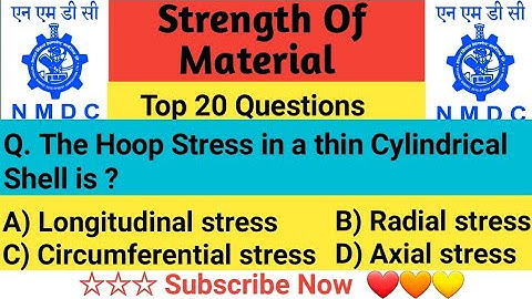 NMDC Model Paper 2021 || Top 20 Strength Of Material Objective Questions And Answer For All Exams