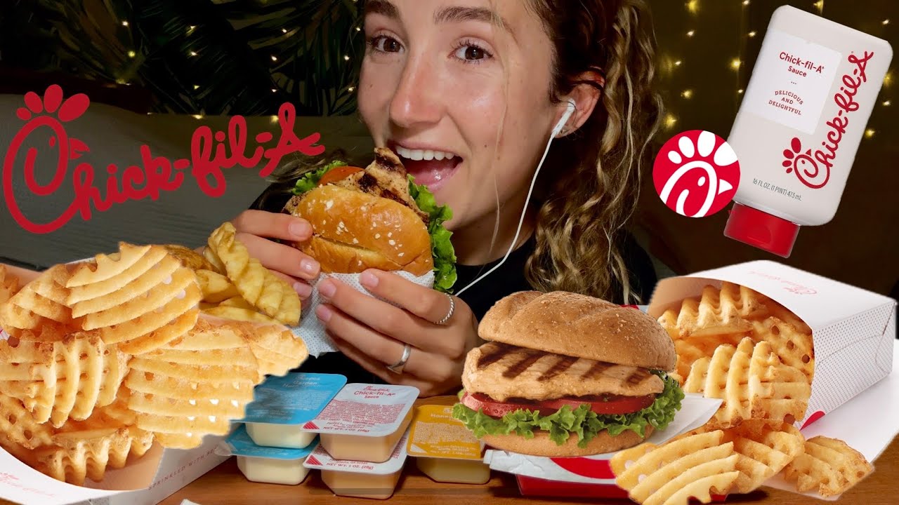 ASMR CHICK-FIL-A MUKBANG | waffle fries and grilled chicken sandwich eating sounds