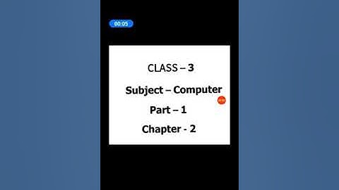 Class - 3 Subject - Computer Chapter - 2 Part - 1