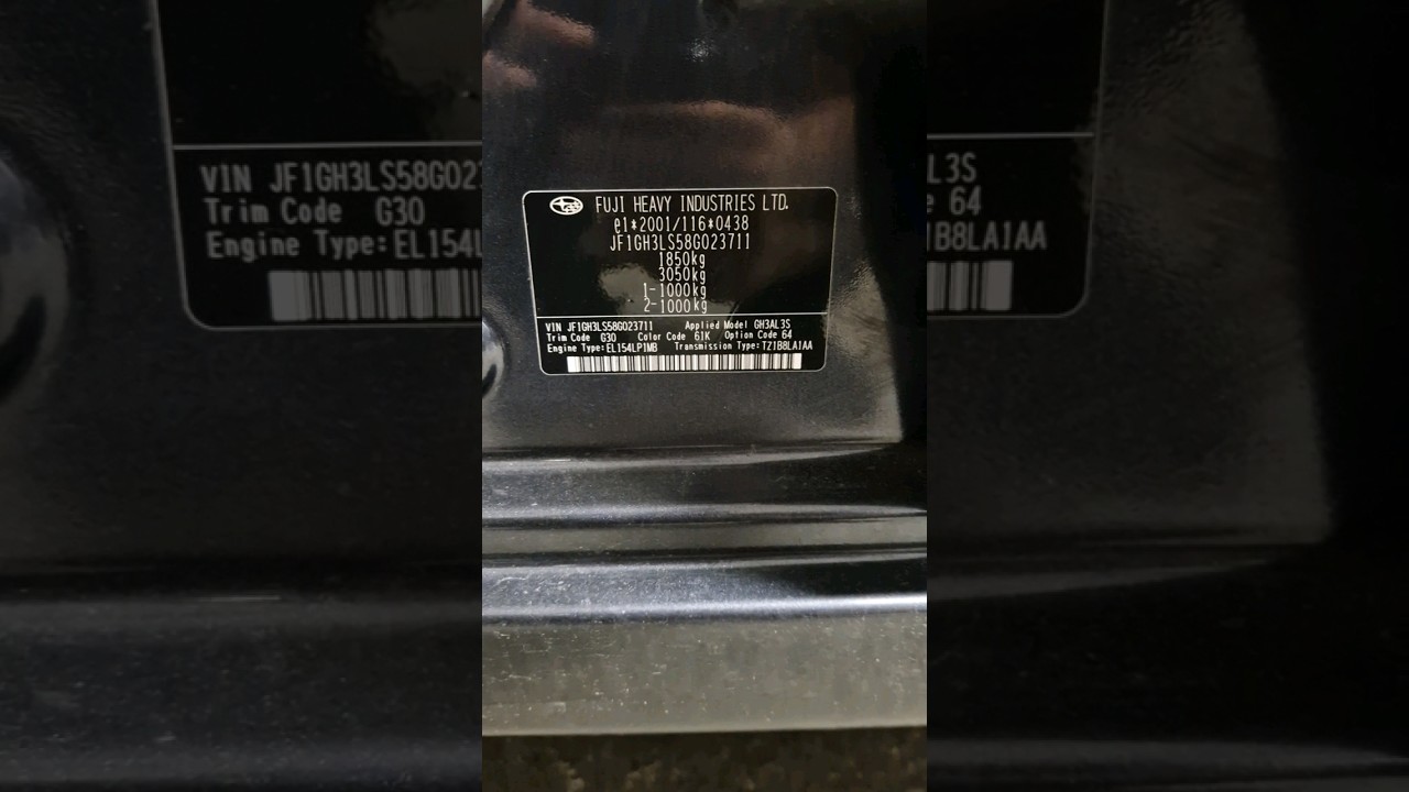 Subaru impreza Colour code location.