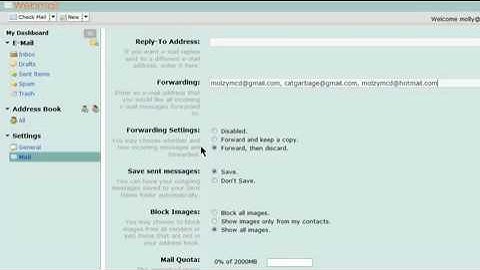 Setting up forwarding settings from Webmail