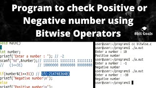 C Program to check Positive or Negative number using Bitwise Operators  |Tamil