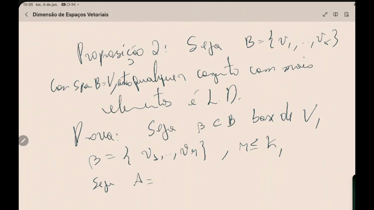 Dimensão de  Espaço Vetoriais