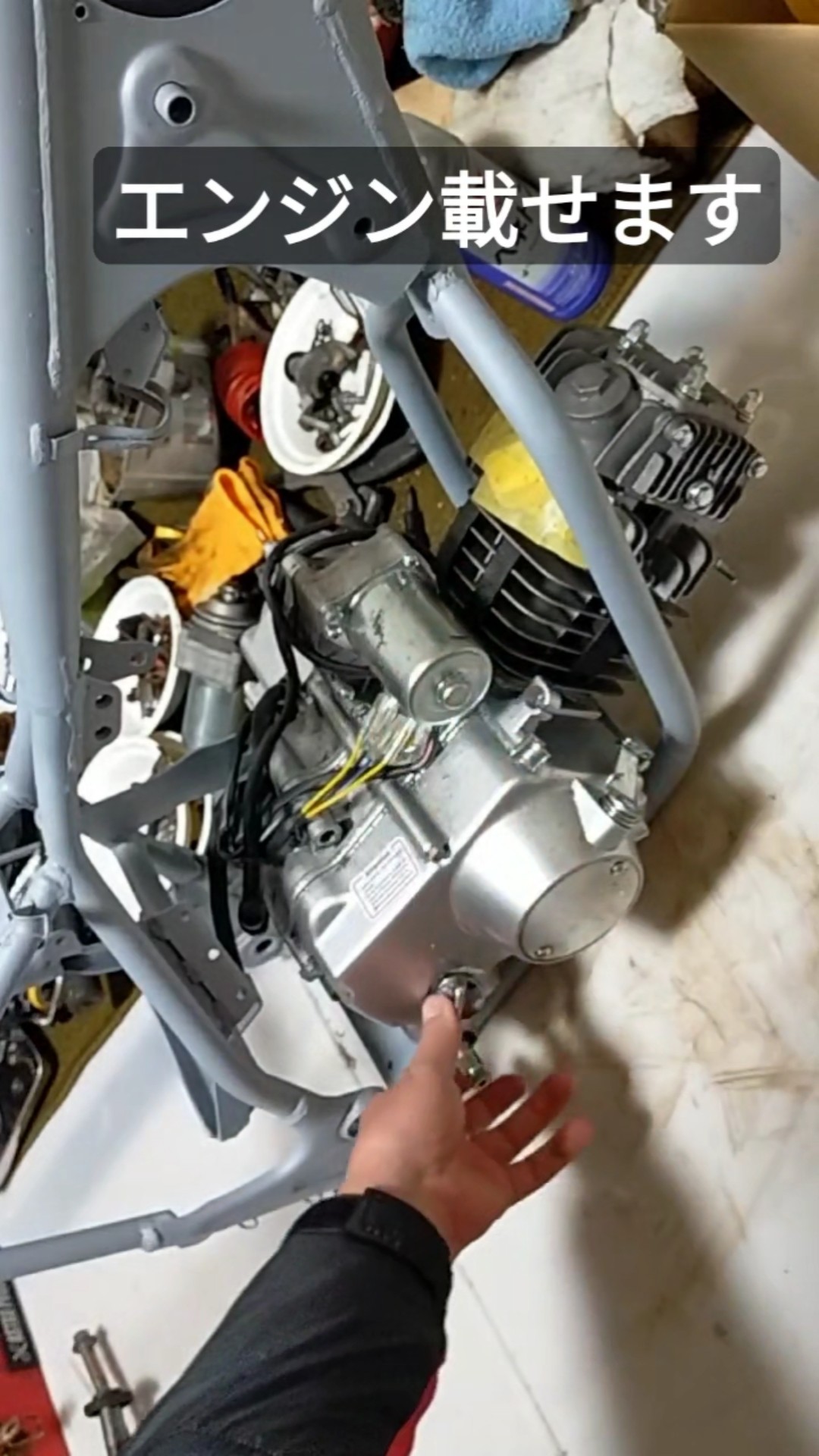 エンジン始動成功！改造TLM50→125 カブ系横型エンジンスワップ #tlm50