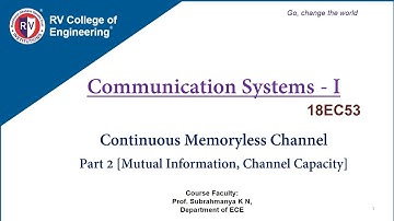 Communication Systems-1[Continuous Memoryless Channel-Part 2: Mutual Information & Channel Capacity]
