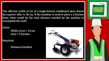 The effective width of cut of a single-bottom moldboard plow drawn by a power tiller is 10 cm. If th