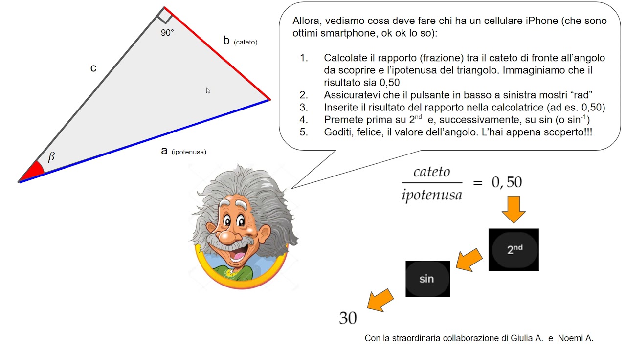 Calcolo di un angolo all'interno di un triangolo rettangolo