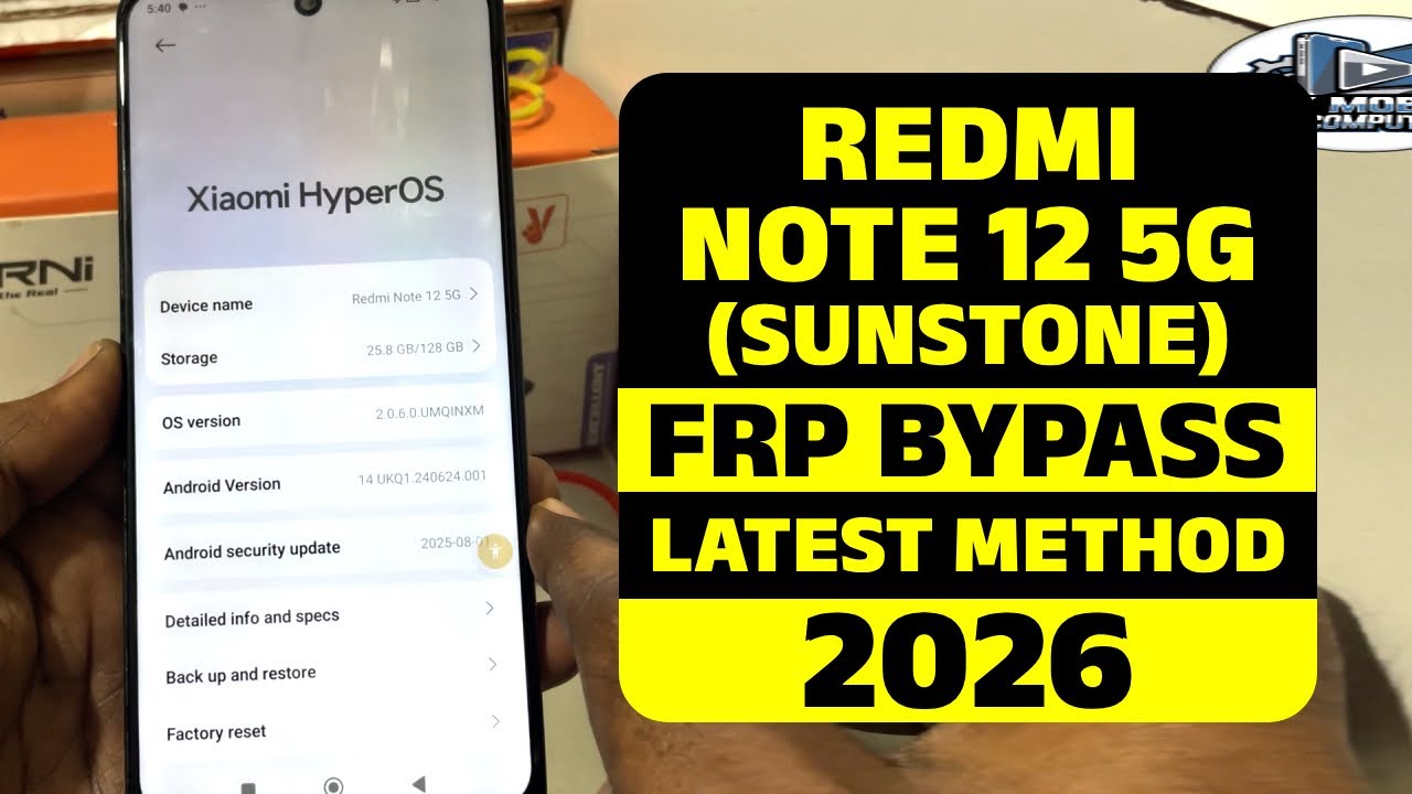 REDMI NOTE 12 5G (SUNSTONE) FRP Bypass 2026 Without PC | Owner Unlock Solution