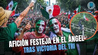 Fiesta en el Ángel de la Independencia tras el triunfo de México ante Sudáfrica 🇲🇽