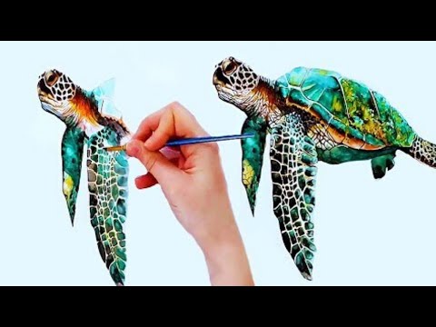 Beautiful Turtle Time-Lapse Painting