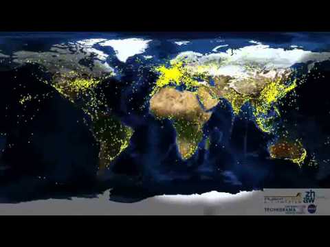 Traffico aereo mondiale sull&#039;arco di 24 h