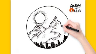 Simple Circle Nature Drawing | Circle drawing scenary | circle drawing easy - Andy Art Hub