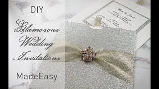 How To Make Glamorous DIY Wedding Invitations - DIY Invitations with Ribbon and Embellishment