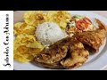 Pescado frito con arroz con coco y ensalada - Sabados con Adriana