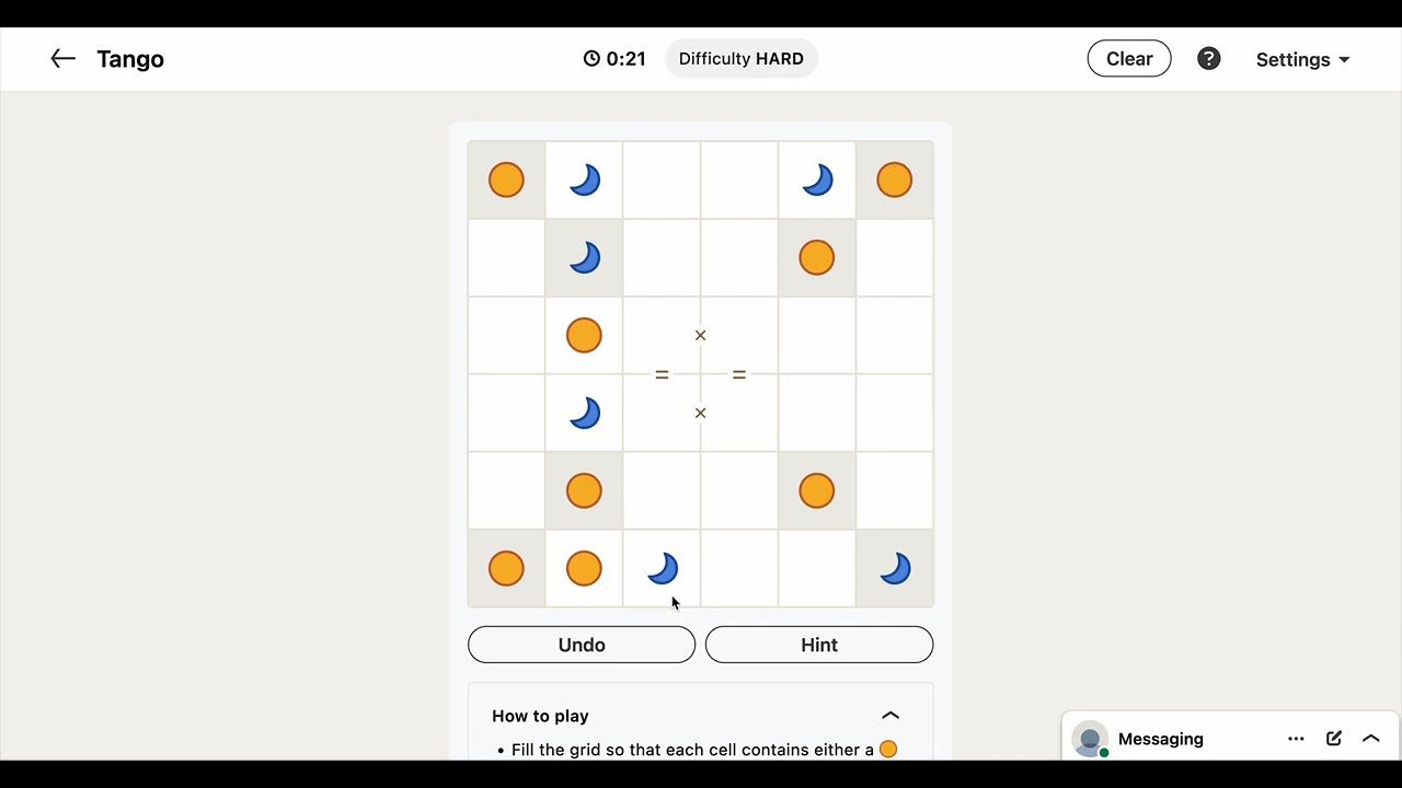 LinkedIn Tango #285 Today's Answer