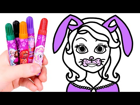 Dibuja y colorea a la Princesa Sofía de conejo 👸🐰 Videos para niños