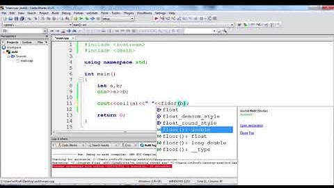 C++ Programming Tutorials - 5 - cmath library and to find Hypotenuse of a triangle