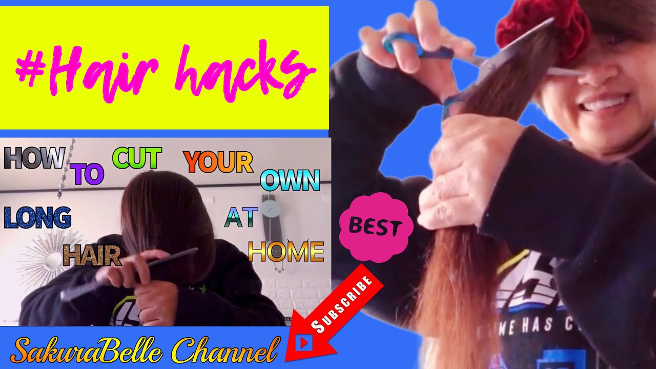 HOW TO CUT YOUR OWN LONG HAIR AT HOME hairhacks YouTube