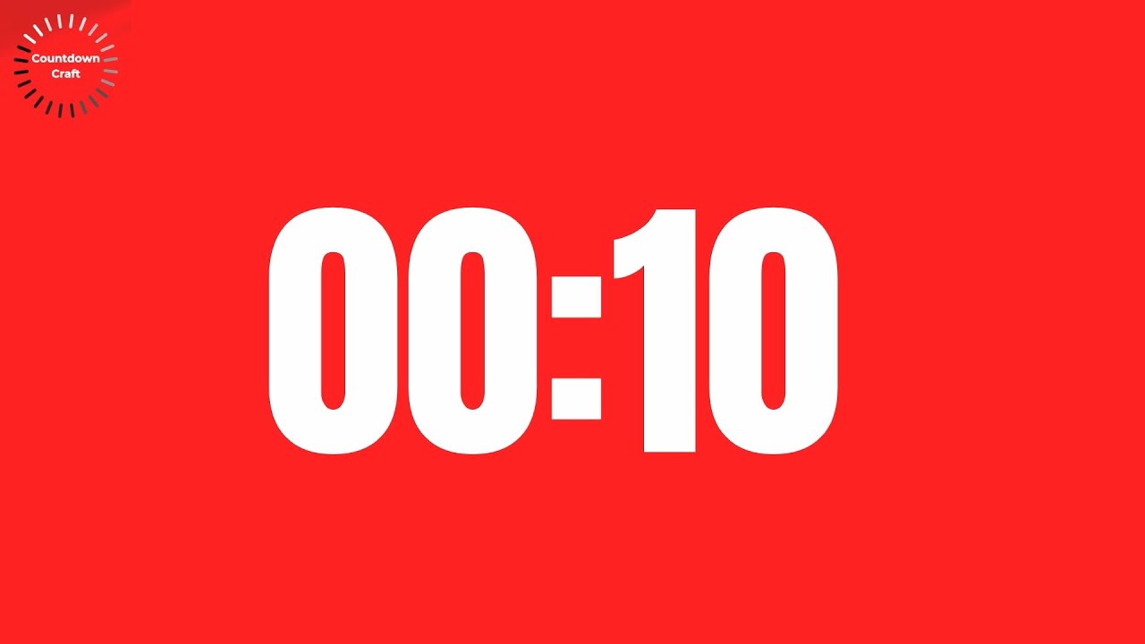 10 Seconds Countdown Timer (in Red Background) - YouTube