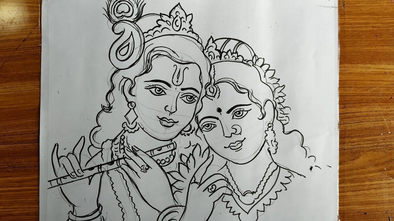 radha krishna drawing