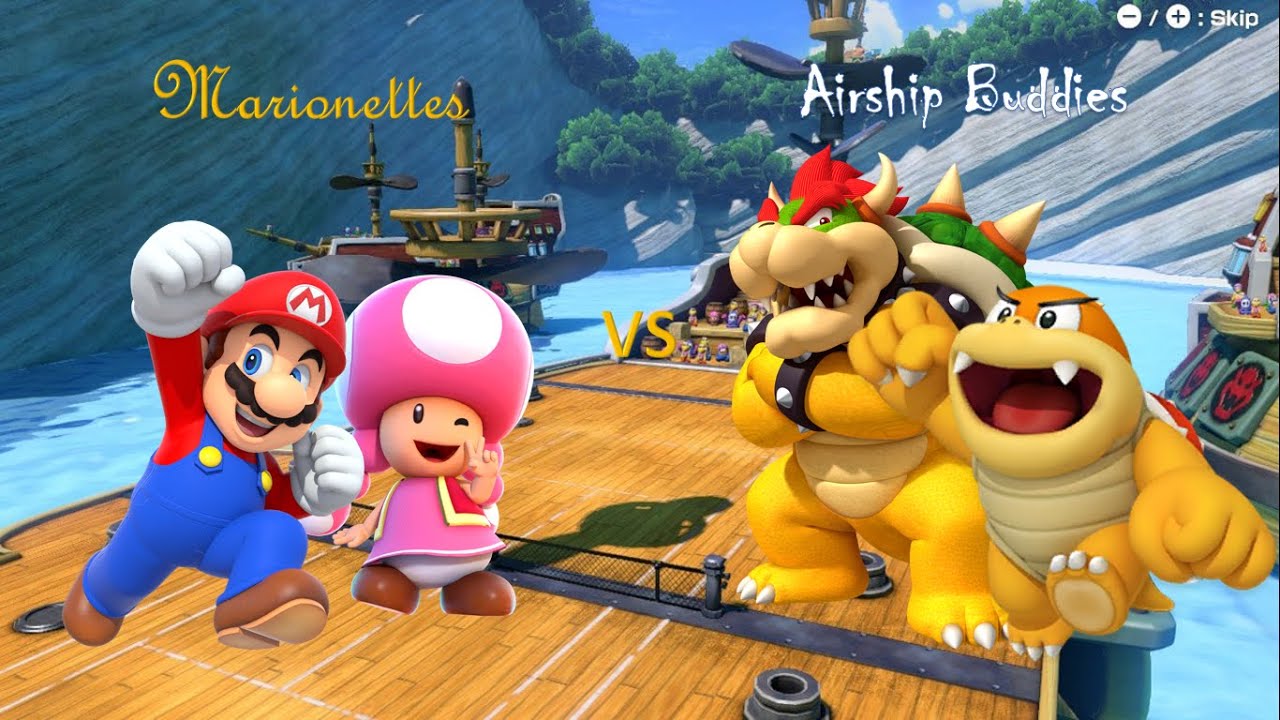 Mario Tennis Aces - Mario and Toadette vs Boom Boom and Bowser (Marionettes vs Airship Buddies)