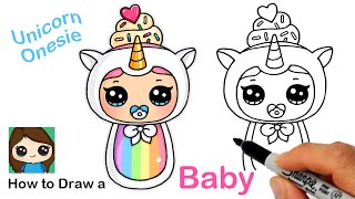Learn how to draw a cute baby wearing unicorn onesie inspired by blume
pop surprise dolls. easy, step drawing lesson tutorial. #stayhome and
d...