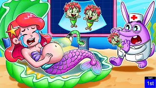 Disney Princesses in The Little Mermaid! Taking Care Baby + Nursery Rhymes & Kids Songs