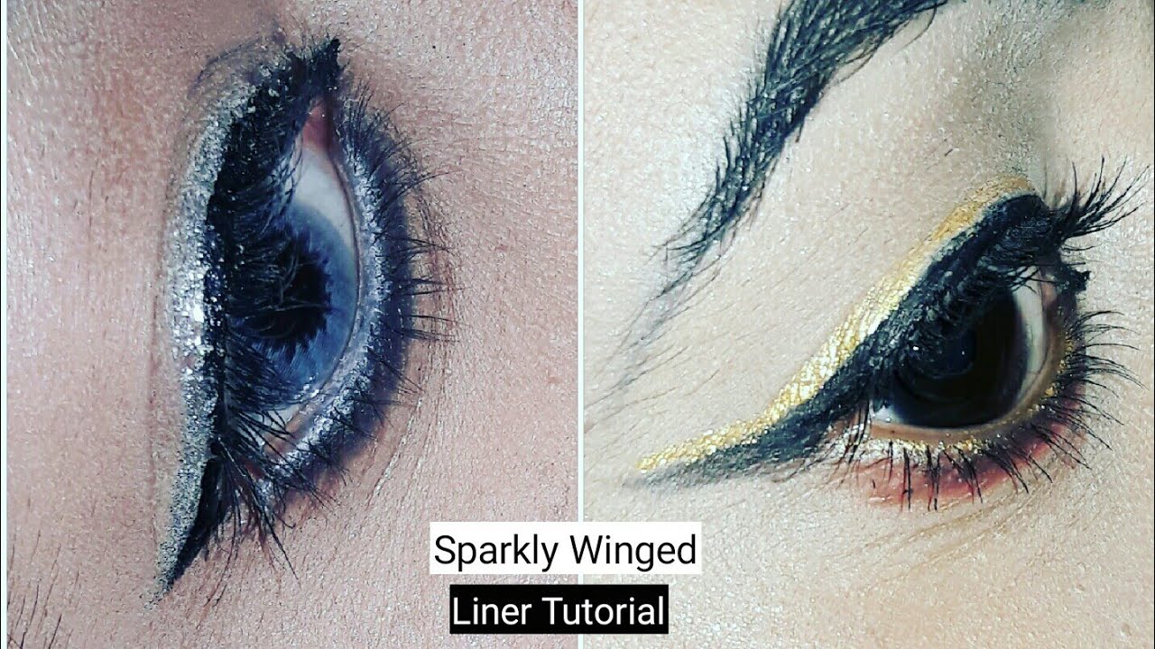 2 easy steps glitter winged liner eye makeup tutorial! YouTube