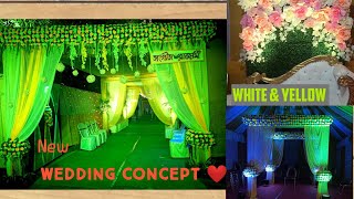new wedding concept yellow & white flower , lights & pandle decoration ||Wedding decoration ideas