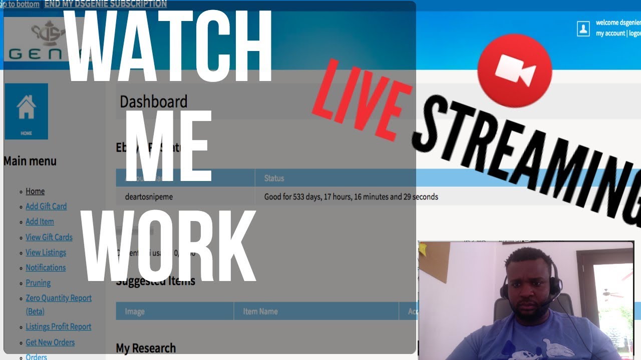 Watch Me Work Live Sniping eBay Drop Shippers Using DsGenie YouTube