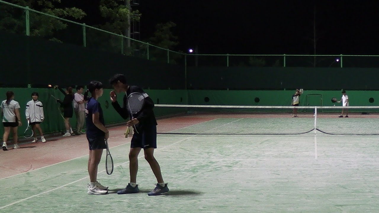[4K] #야간 연습경기~ #안성중연합팀 vs 안성고, 안성여중, 백성초연합팀 #2023년 6월 13일 #신선하고 재미있는 조합이다~ #경기도배 준비~ #소프트테니스 #삼남매