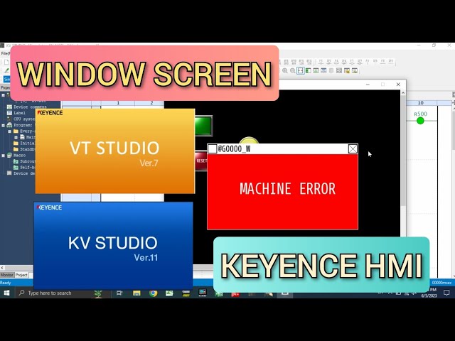 VT Studio : Window Screen Keyence HMI Simulation connected with KV Studio PLC Software class=