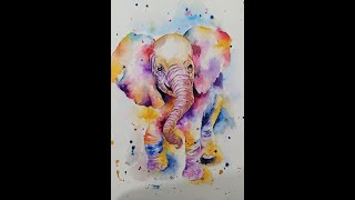 Clase de pintura bu con acuarela - elefante